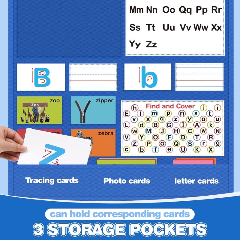 Joyreal Alphabet Learning Pocket Chart, Alphabet Wall Chart for Toddlers 1-3, Handwriting Practice Letter Tracing Circle Time Learning Center for Classroom, Preschool Classroom Must Haves XL35x 27" - Image 5